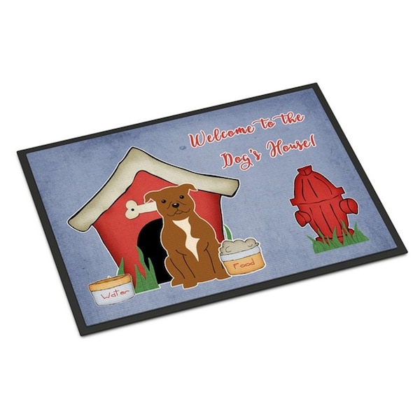 Carolines Treasures Dog House Collection Staffordshire Bull Terrier Brown Indoor or Outdoor Mat, 18 x 0.25 x 27 in. BB2801MAT - main